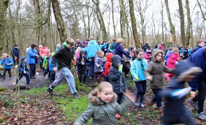 The woods were shining with chocolate eggs! Now time for egg and spoon race!
