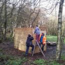 Scouts from Bradford North finishing the shelters on survival site at Blackhills...